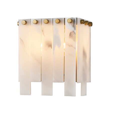 Z-Lite Viviana Wall Sconce, 2-Light, 7.5 In.W x 4.75 In.L x 8 In.H, Rubbed Brass/Alabaster 345-2S-RB